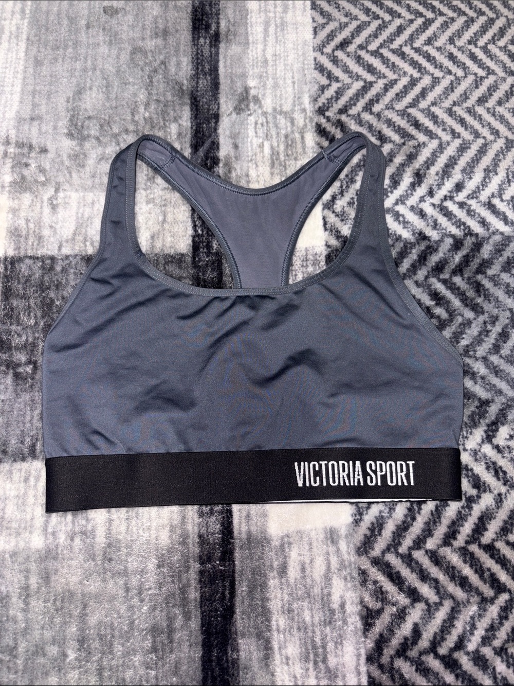 Victoria Sport Gray Racerback Medium-Impact Sports Bra